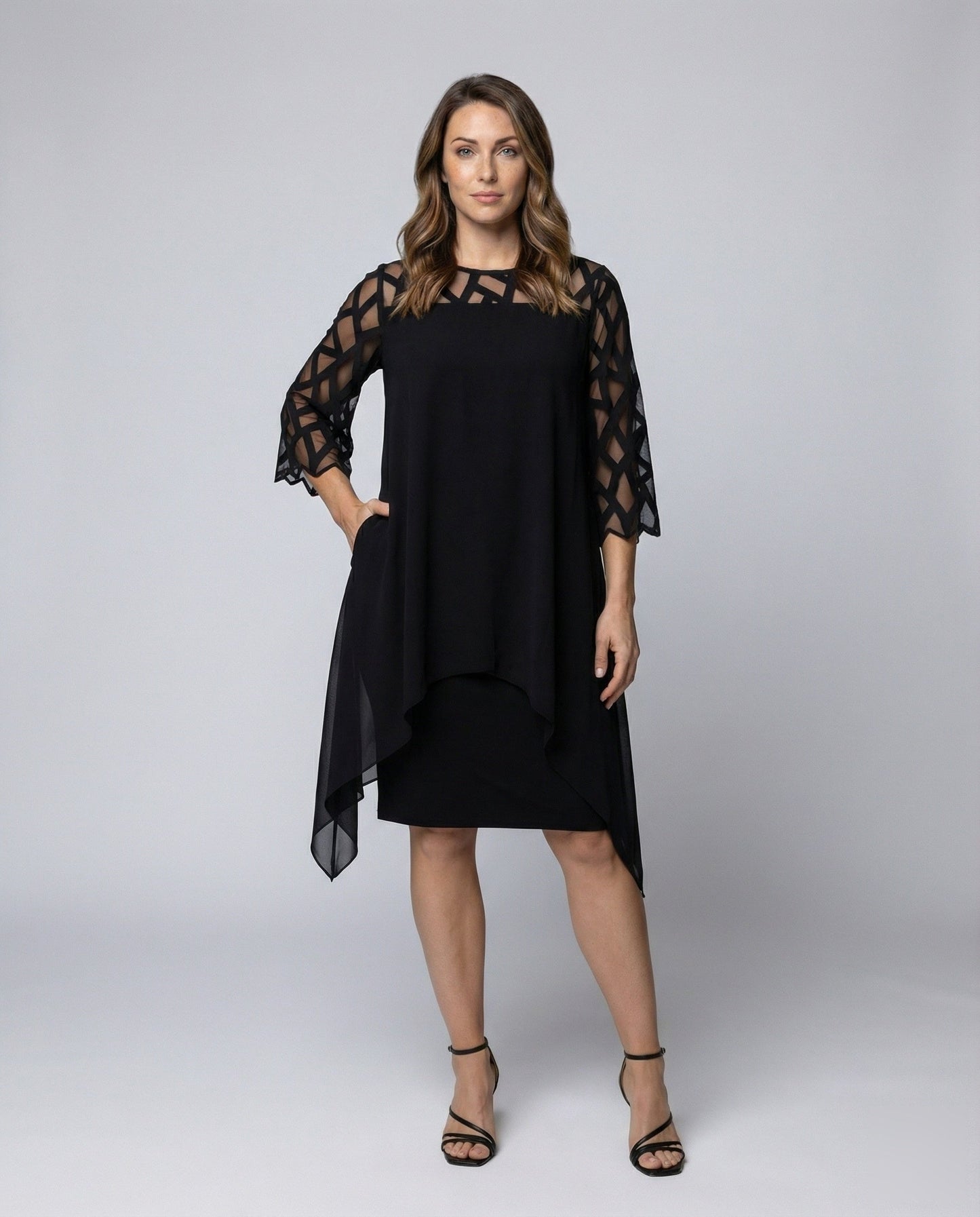 Abito Soprabito Donna in Chiffon Geometrico - Brentozzi