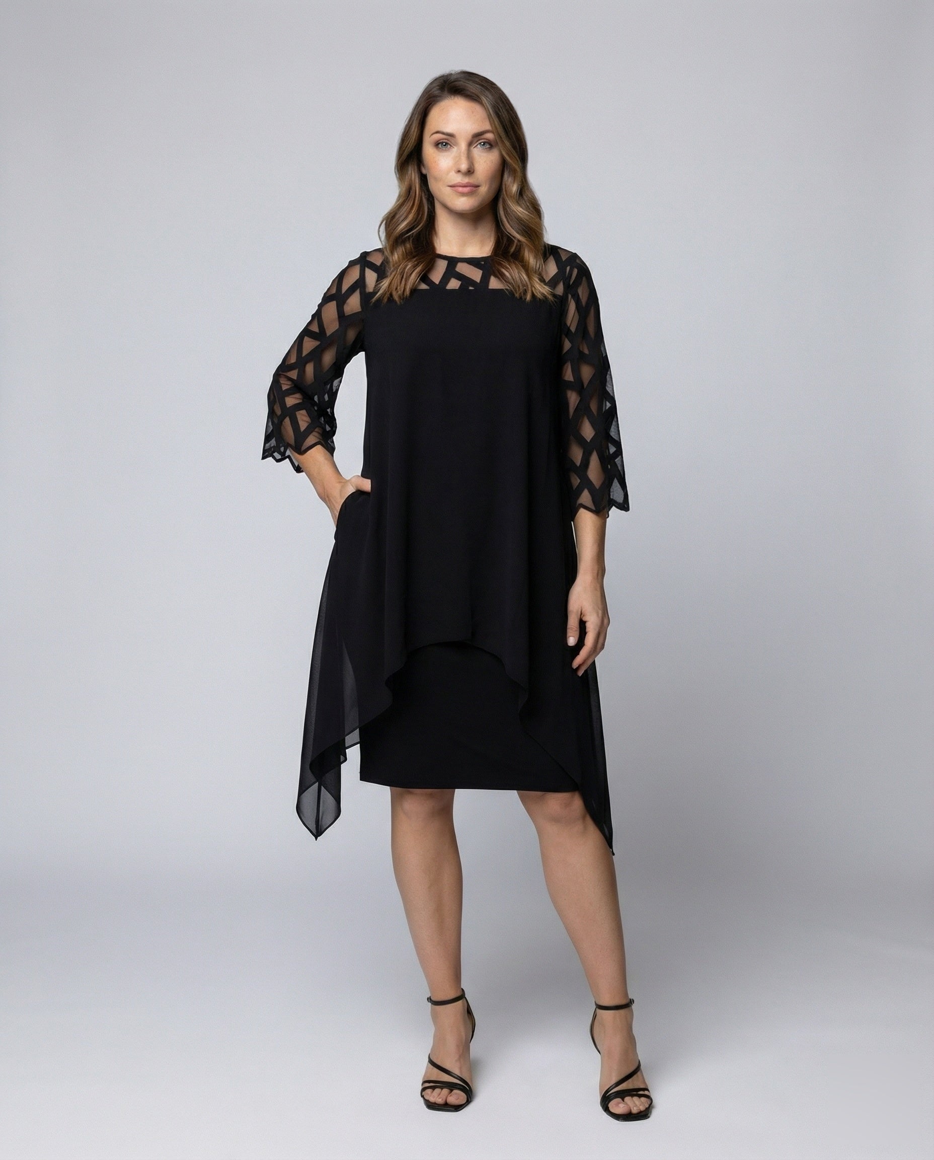 Abito Soprabito Donna in Chiffon Geometrico - Brentozzi