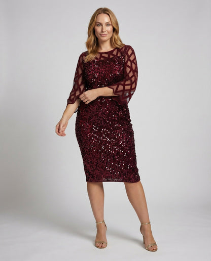 Abito Midi Donna Plus Size con Paillettes Elegante - Brentozzi