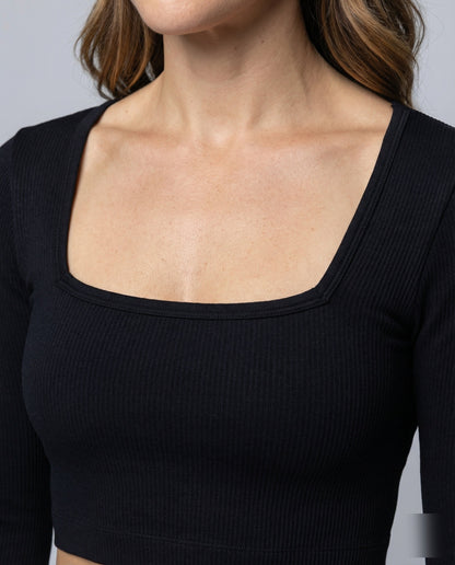 Crop Donna Sagomato Scollo Quadrato