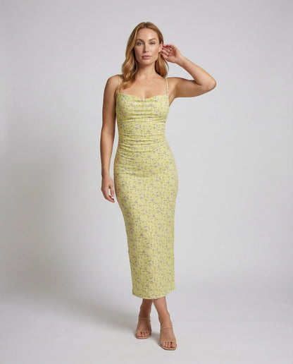 Abito Maxi Donna Fantasia Floreale Vestibilità Attillata - Brentozzi
