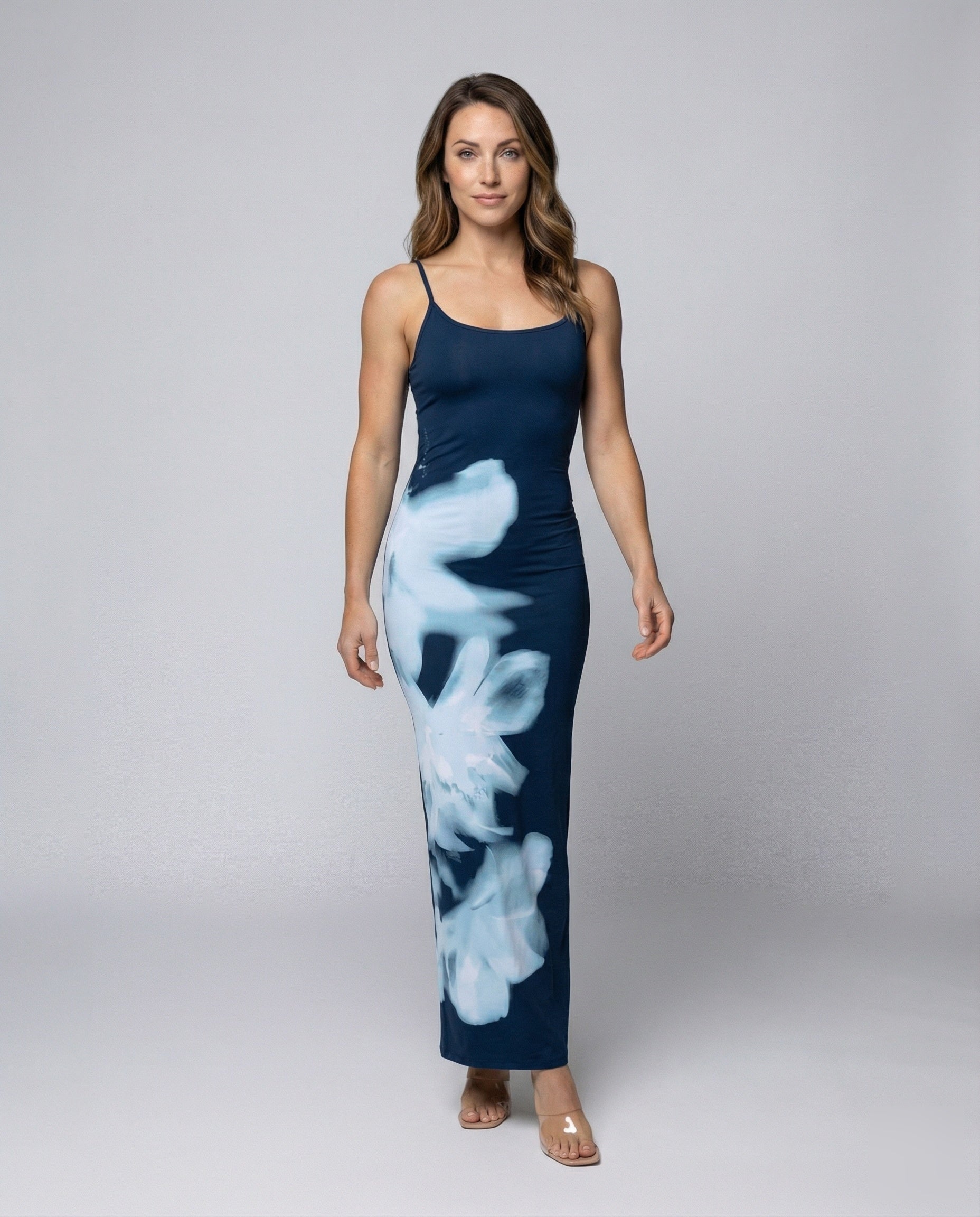 Abito Maxi Donna in Tessuto Leggero Stampa Astratta - Brentozzi