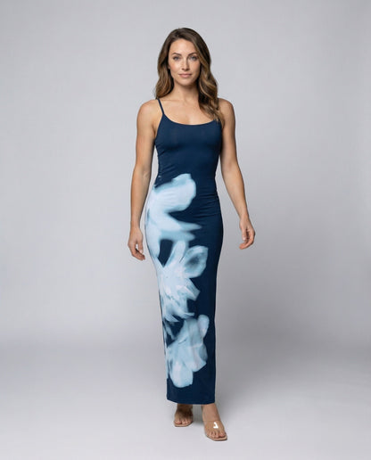 Abito Maxi Donna in Tessuto Leggero Stampa Astratta - Brentozzi