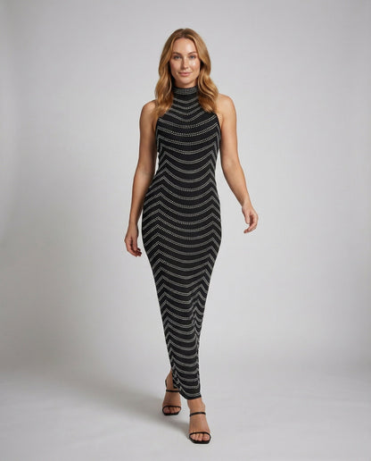 Abito Maxi Donna in Mesh con Strass Vestibilità Attillata - Brentozzi
