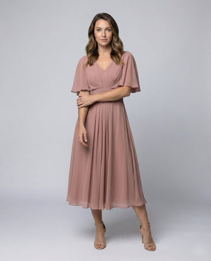 Abito Lungo Donna in Chiffon Maniche a Mantella Fluidi - Brentozzi