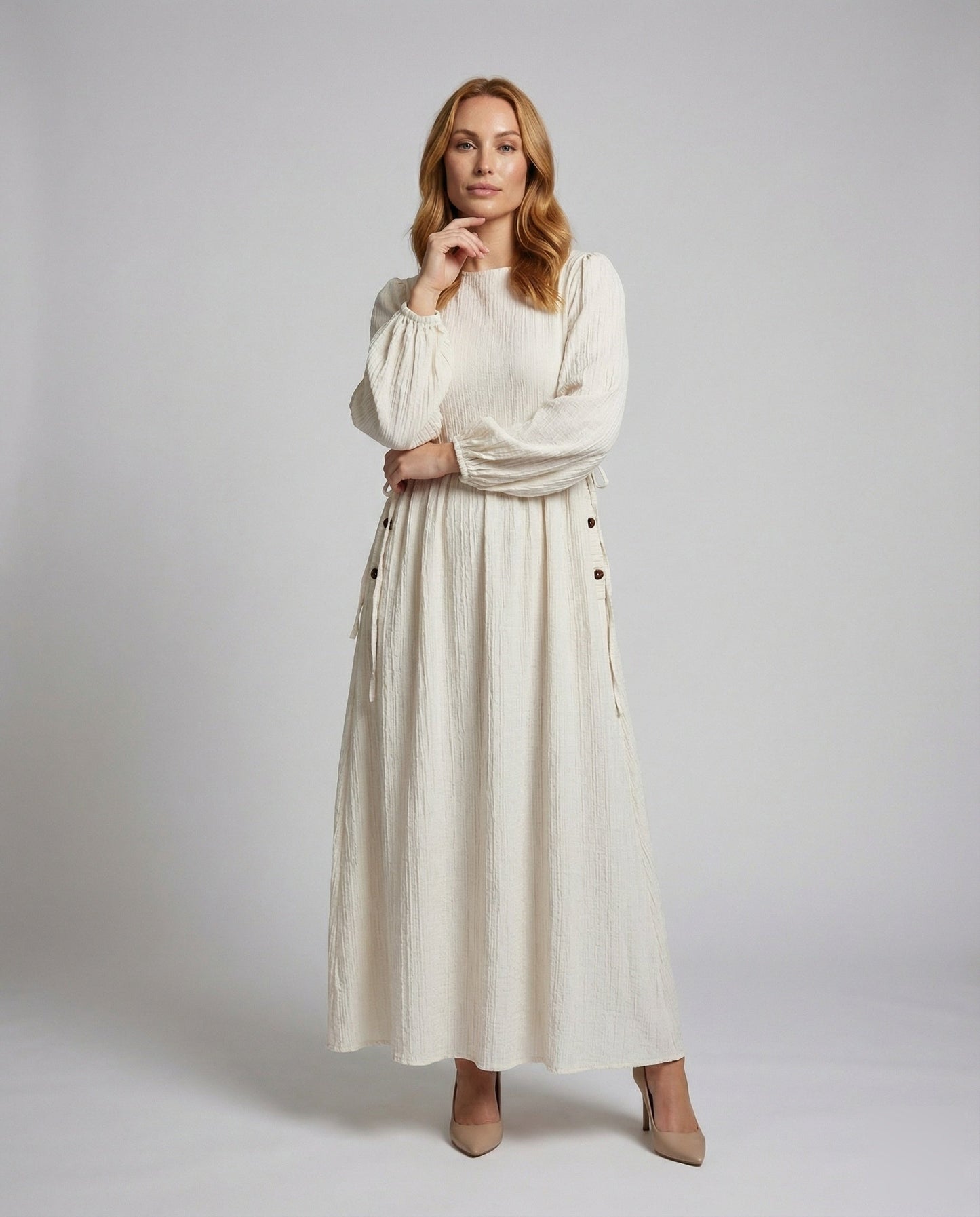 Abito Maxi Donna Tessuto Crinkle Fluido - Brentozzi