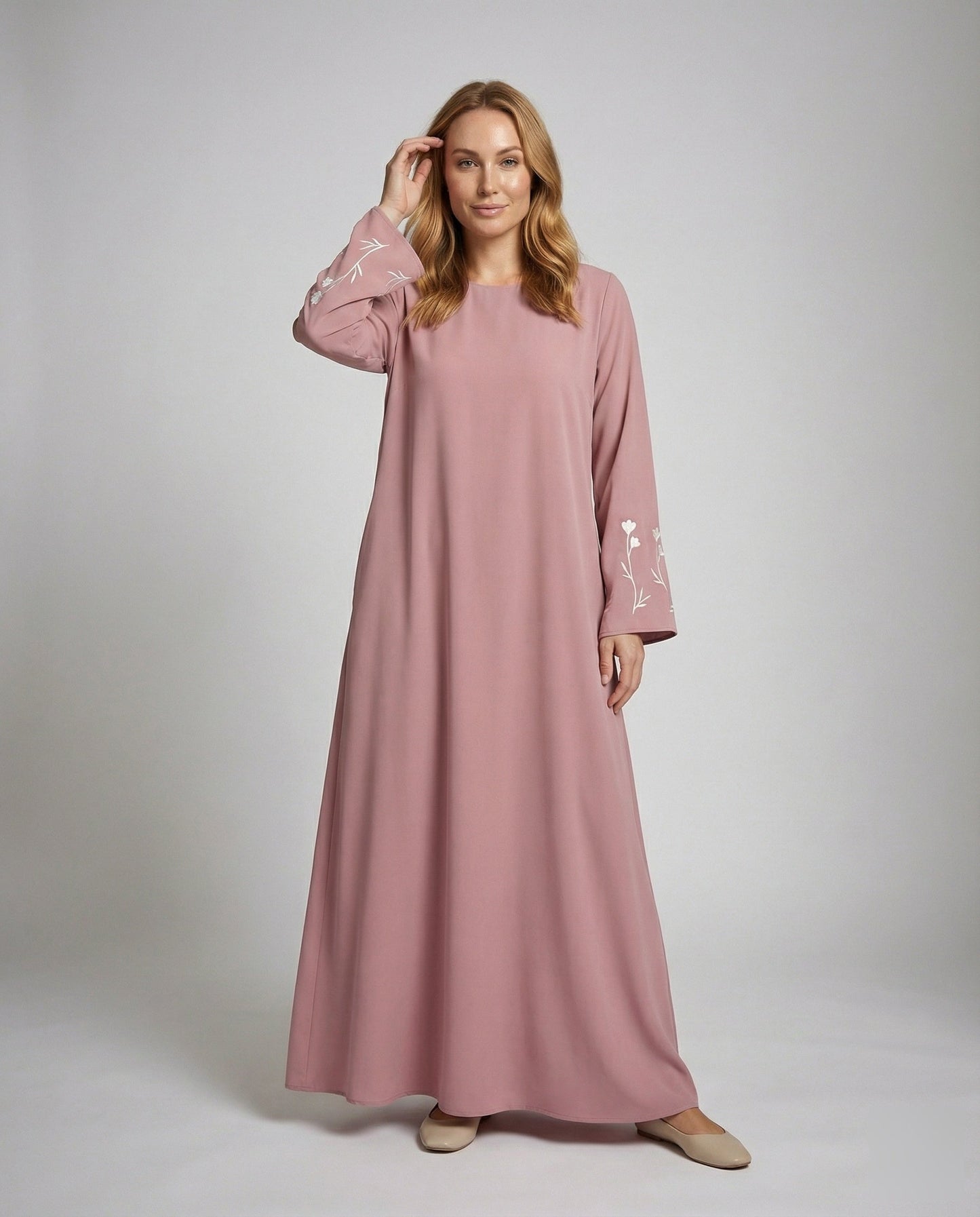 Abito Maxi Donna con Maniche a Campana Ricamate Fluido - Brentozzi