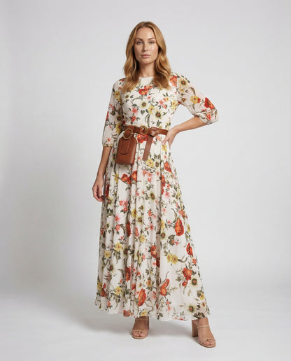 Abito Maxi Donna Plissé Fluttuante con Cintura - Brentozzi
