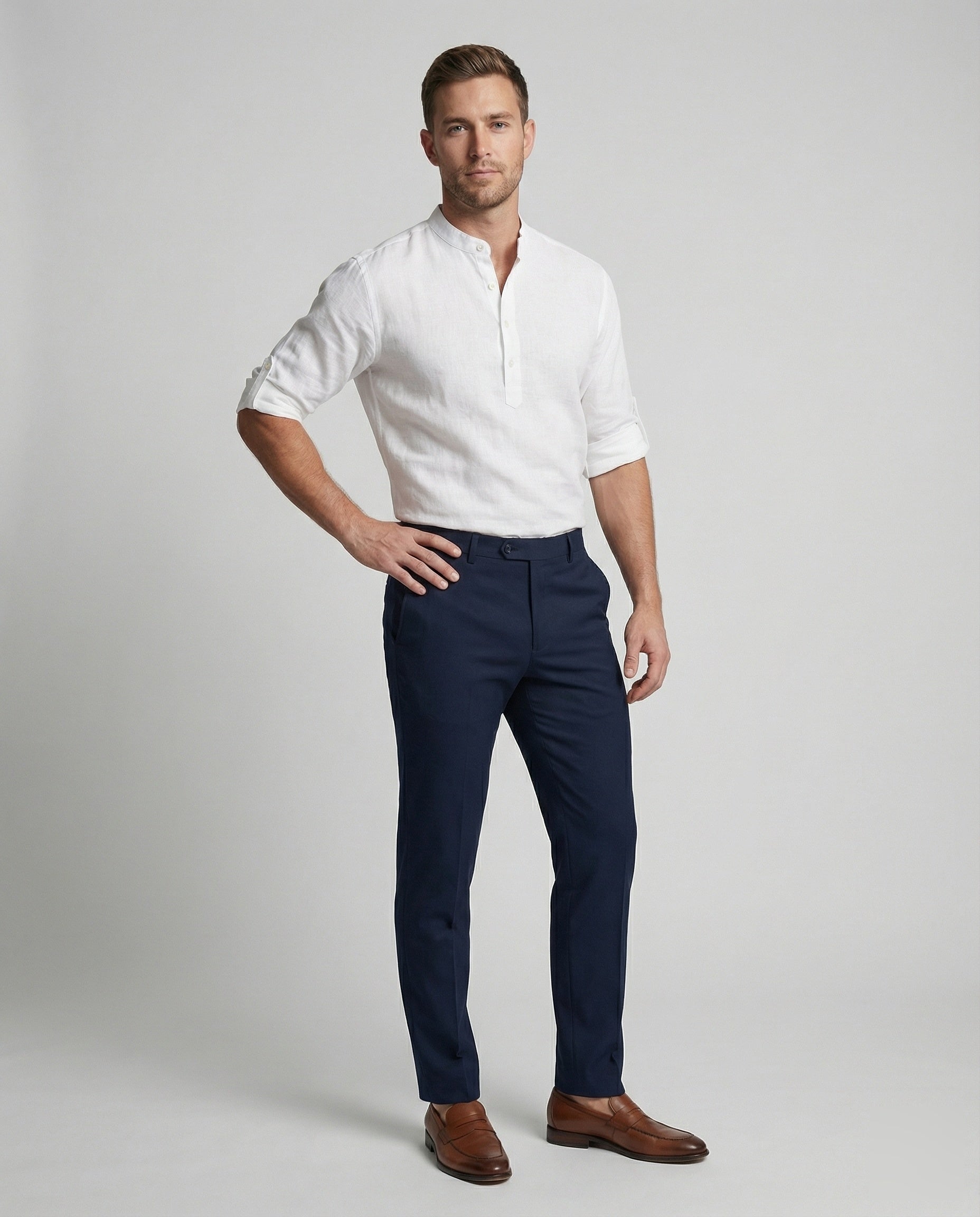 Camicia Henley Uomo Lino Casual - Brentozzi
