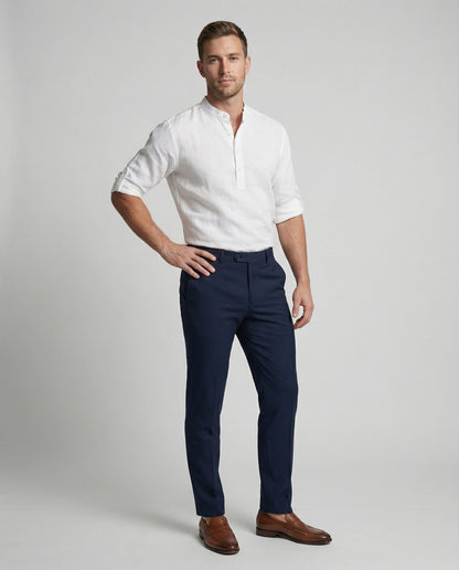 Camicia Henley Uomo Lino Casual - Brentozzi