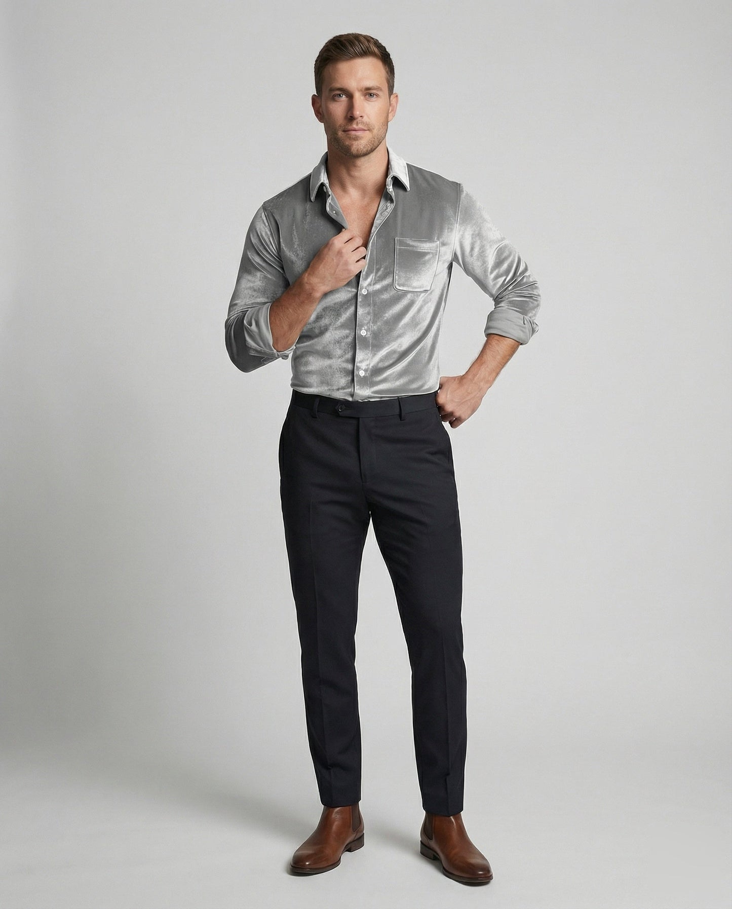 Camicia Uomo in Velluto con Colletto Kent - Brentozzi