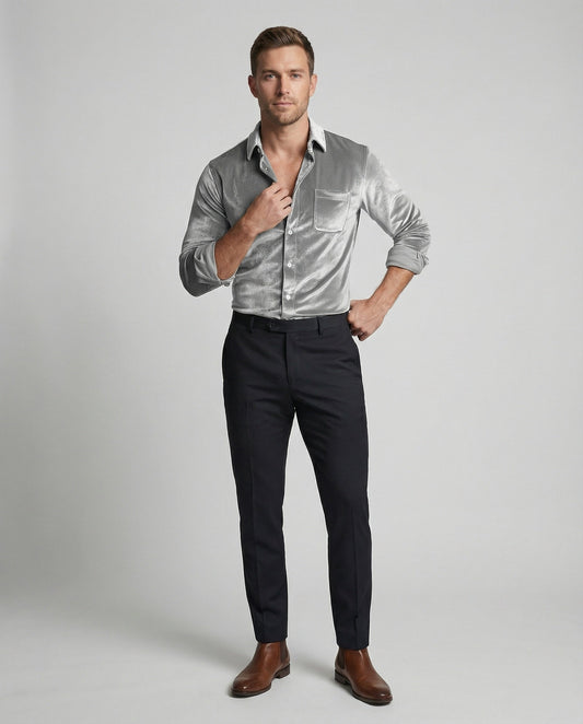 Camicia Uomo in Velluto con Colletto Kent - Brentozzi
