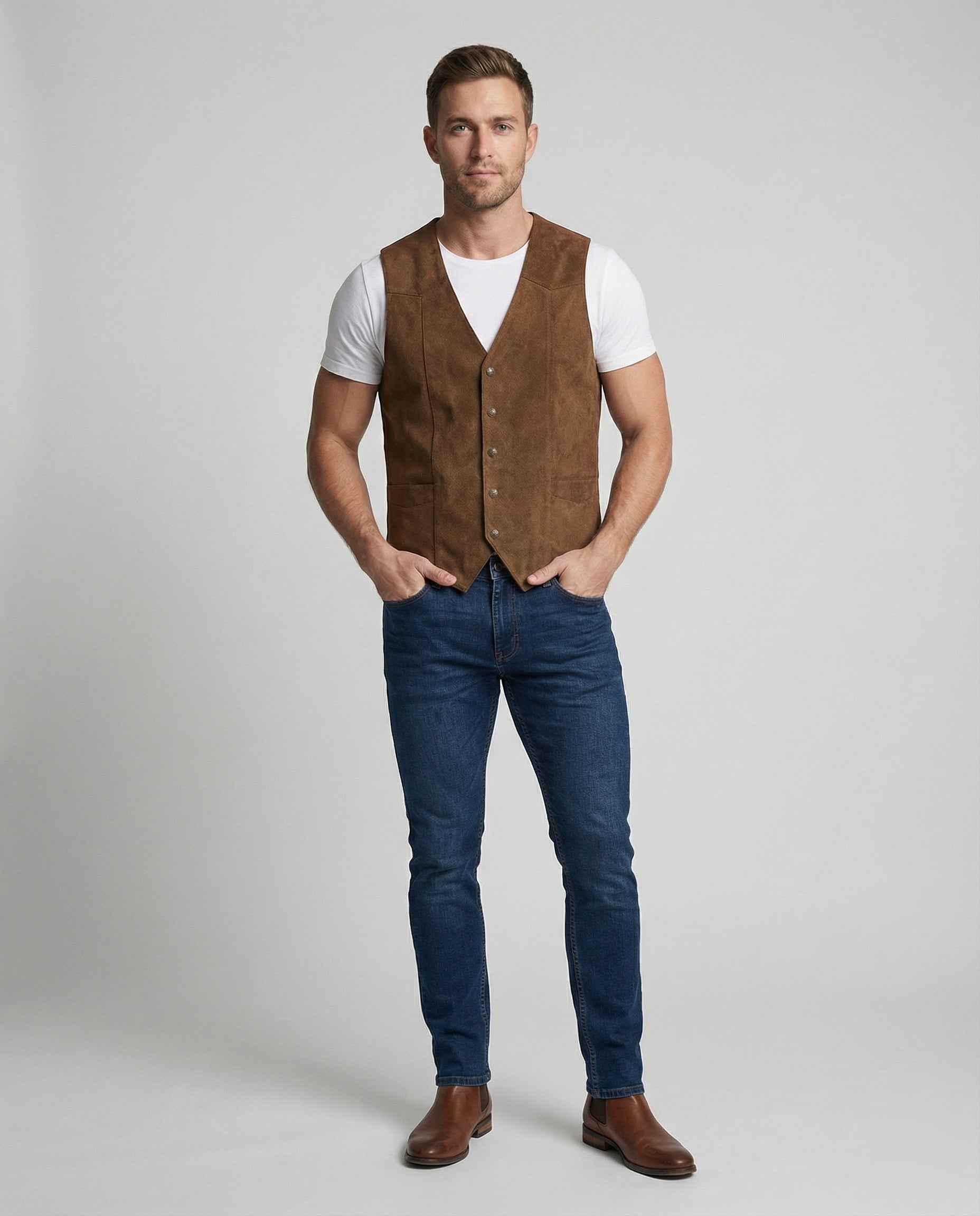 Gilet Uomo in Velluto Sintetico Stile Rustico - Brentozzi