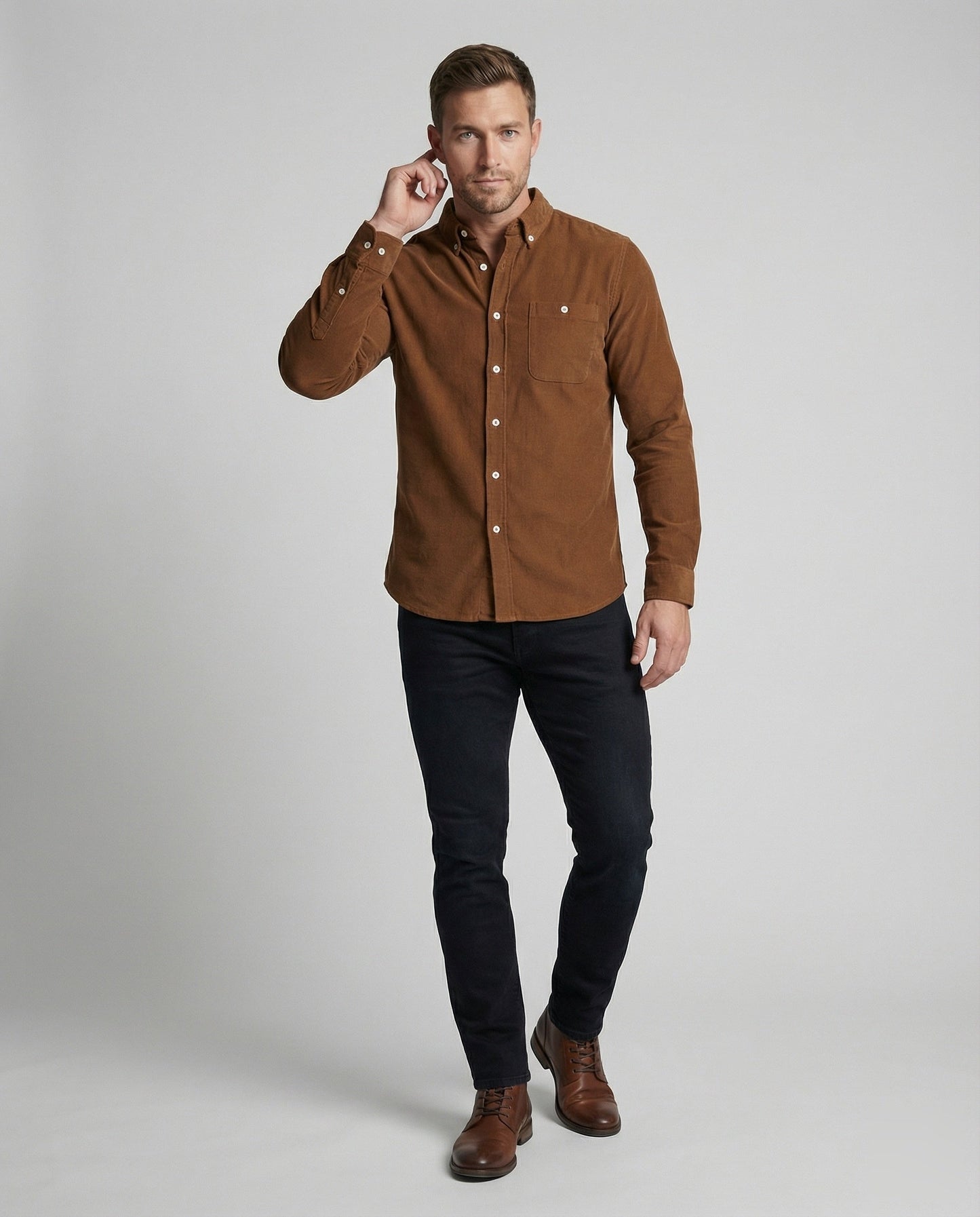 Camicia Uomo Jersey Slim Colletto con Bottoni - Brentozzi