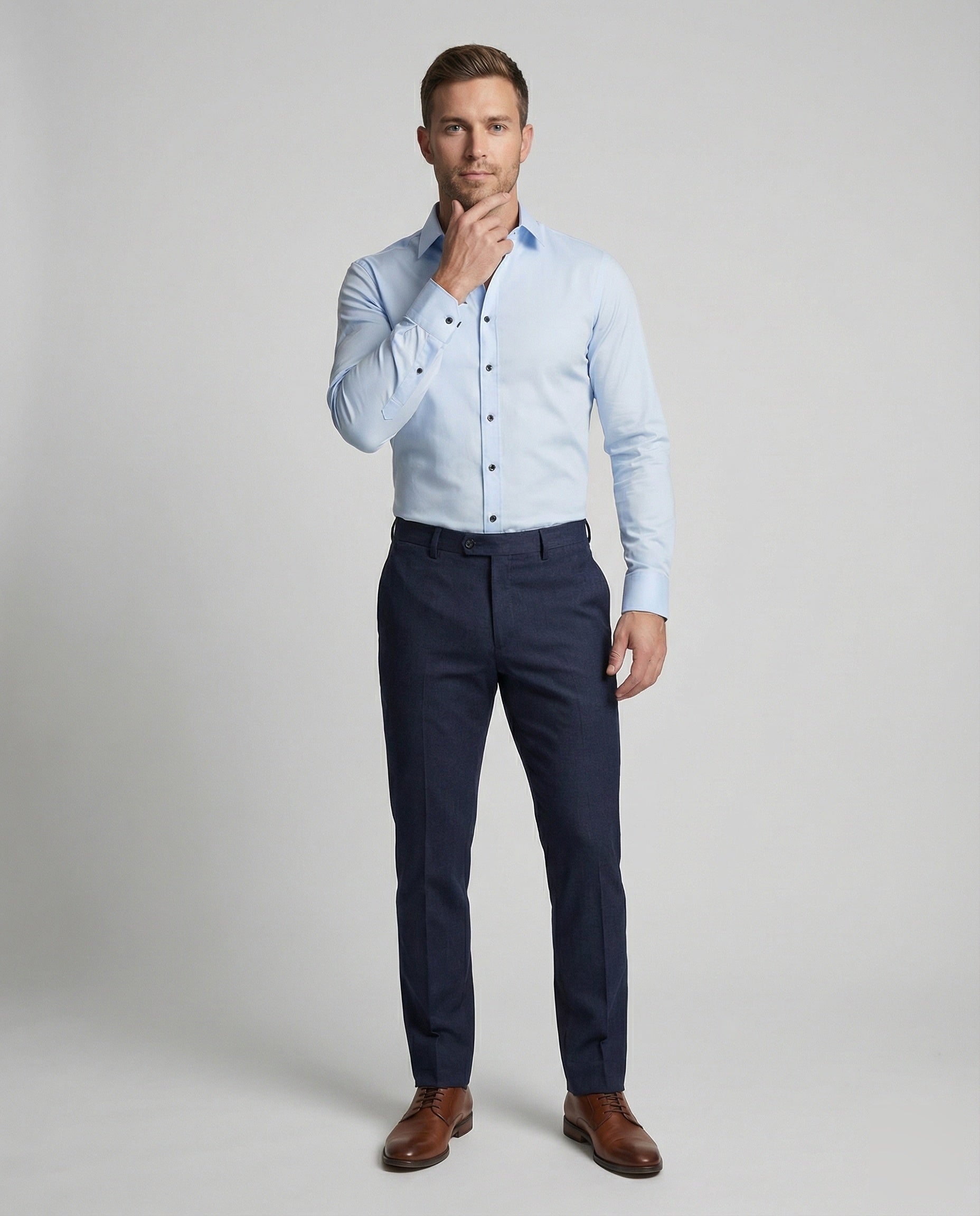 Camicia Uomo Business Colletto Squadrato Slim Fit - Brentozzi