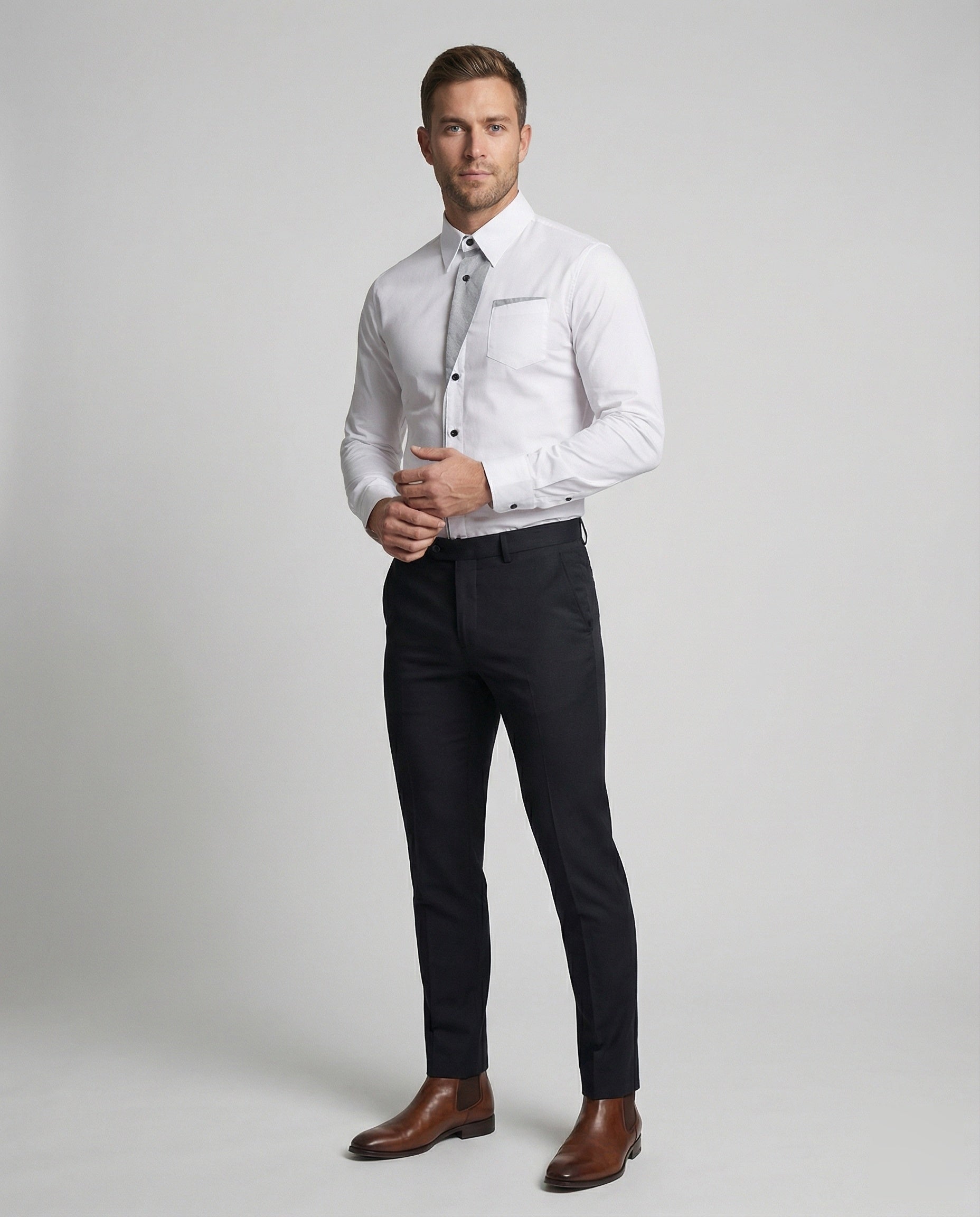 Camicia Uomo Slim Fit con Bordo a Contrasto - Brentozzi