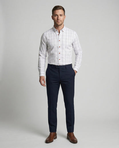 Camicia Uomo Slim Fit Fantasia Quadri Sagomata - Brentozzi