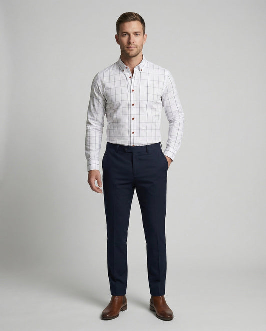 Camicia Uomo Slim Fit Fantasia Quadri Sagomata - Brentozzi