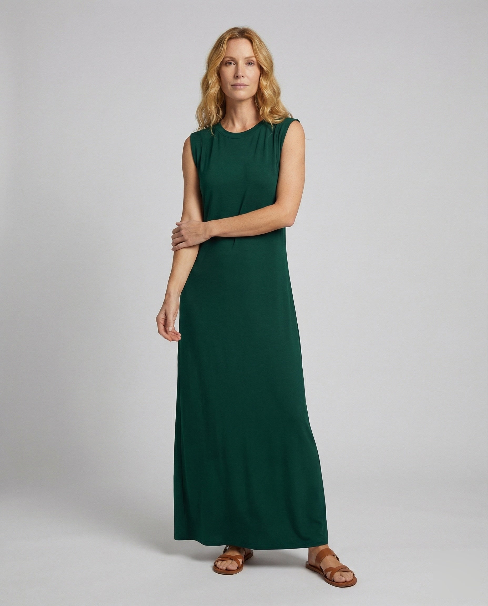 Abito Maxi Donna in Jersey senza Maniche con Spacco Laterale - Brentozzi