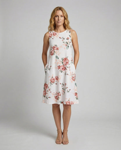 Abito Smanicato Donna Swing con Stampa Floreale - Brentozzi