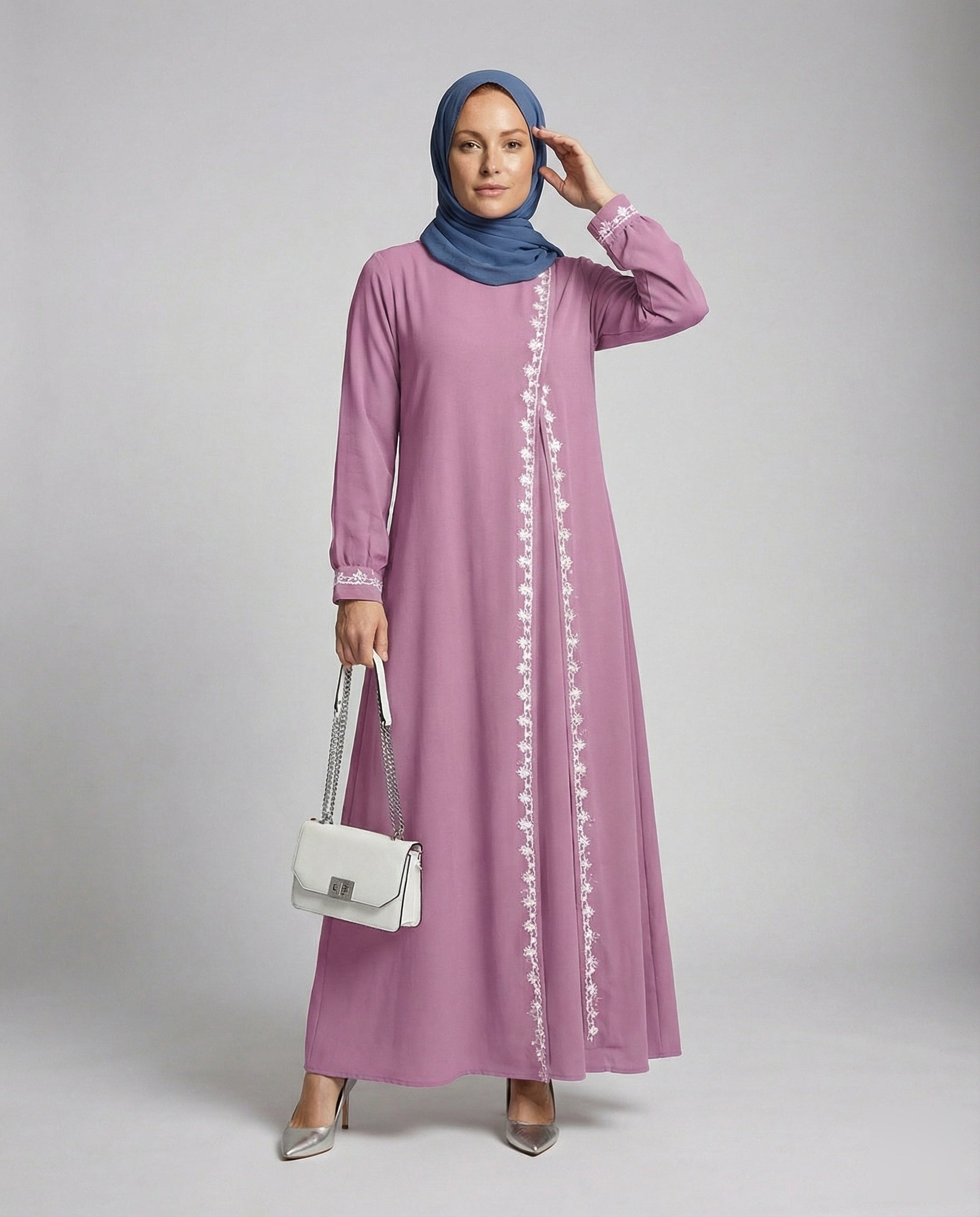 Kaftano Donna Ricamato con Bordatura Decorativa - Brentozzi