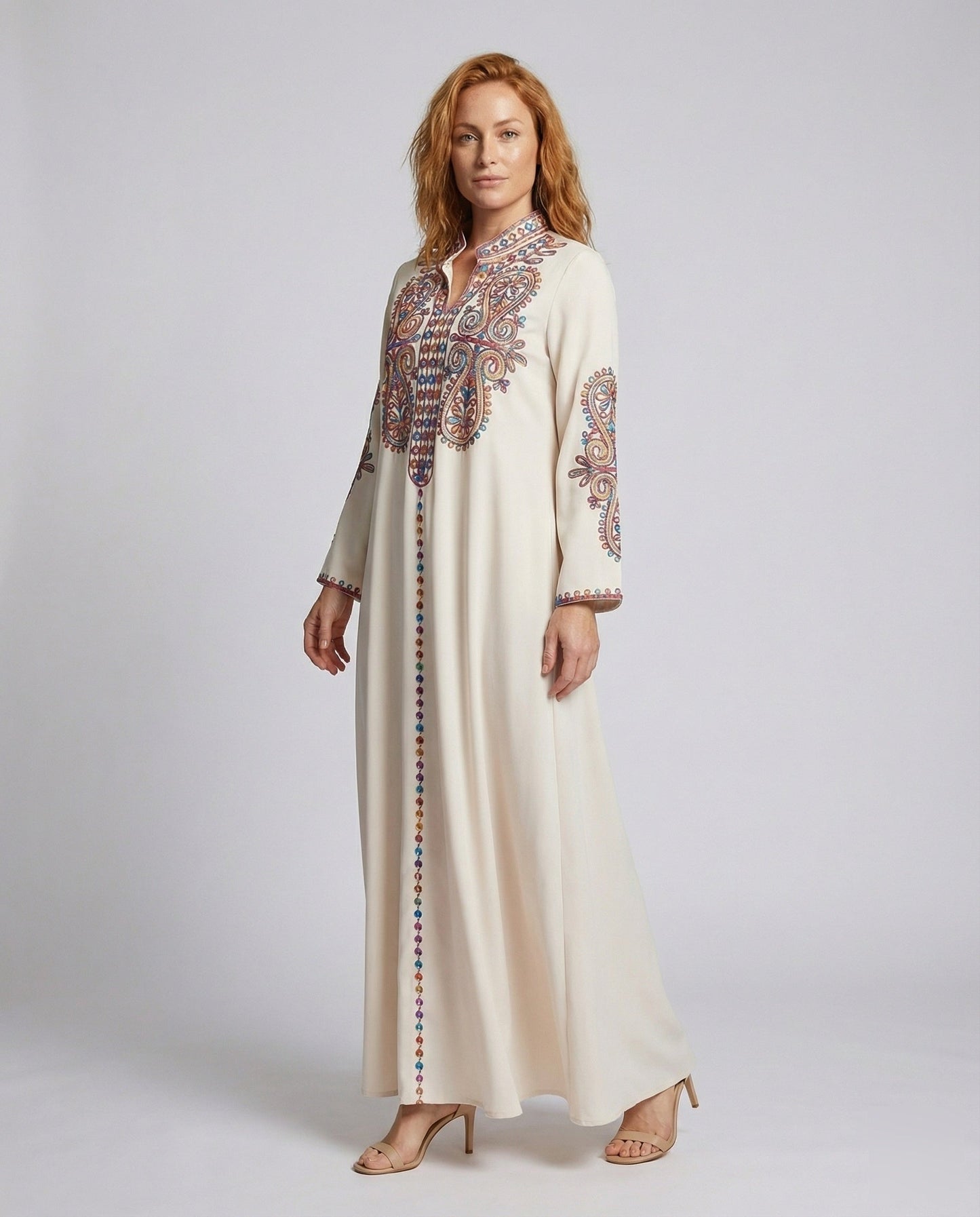 Kaftano Donna Ricamato Paisley Stile Elegante - Brentozzi