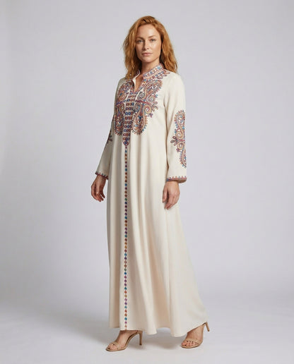 Kaftano Donna Ricamato Paisley Stile Elegante - Brentozzi