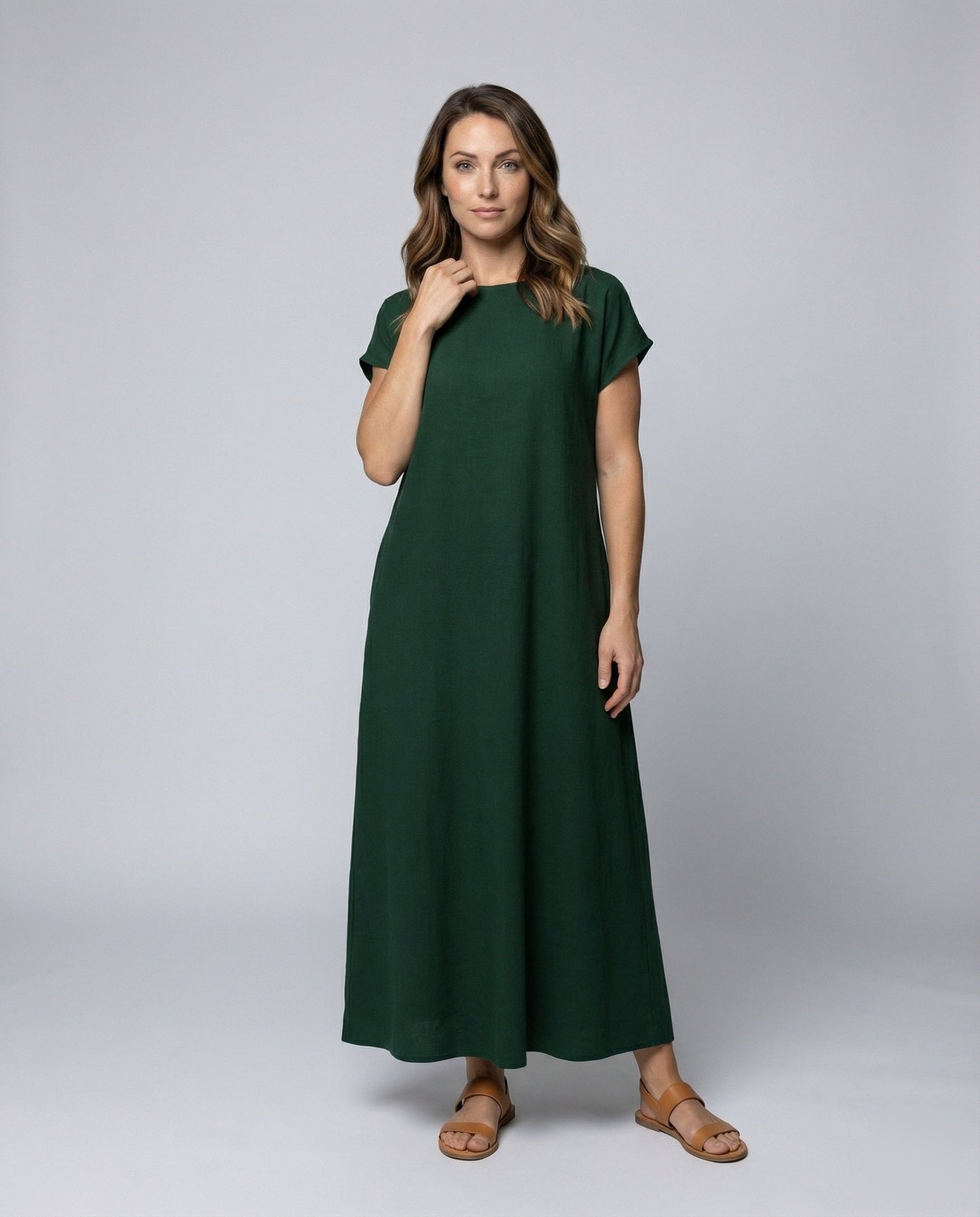 Abito Lungo Donna in Misto Lino Vestibilità Oversize - Brentozzi