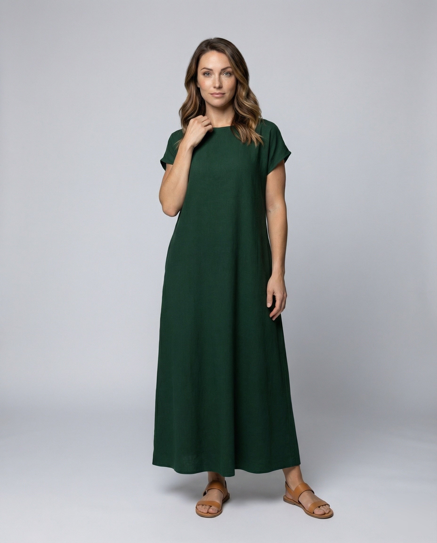 Abito Lungo Donna in Misto Lino Vestibilità Oversize - Brentozzi