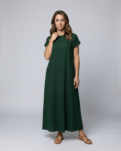 Abito Lungo Donna in Misto Lino Vestibilità Oversize - Brentozzi