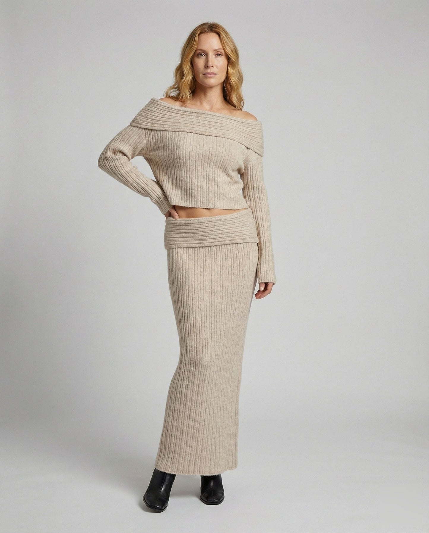 Set Maglia e Gonna Lunga Donna Elegante Vestibilità Comoda - Brentozzi