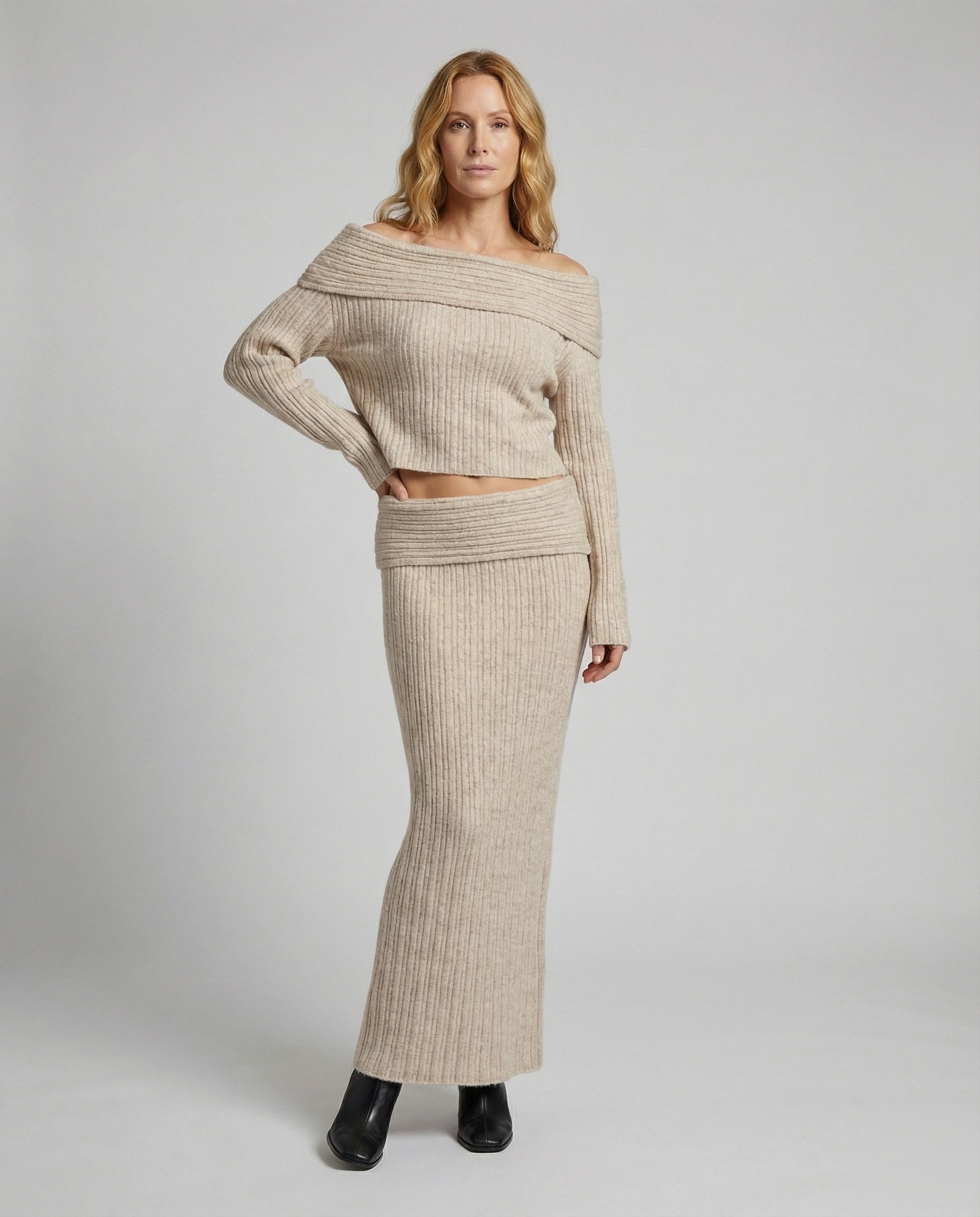 Set Maglia e Gonna Lunga Donna Elegante Vestibilità Comoda - Brentozzi