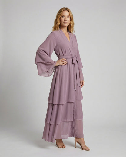 Abito Maxi Donna in Chiffon a Balze Elegante - Brentozzi
