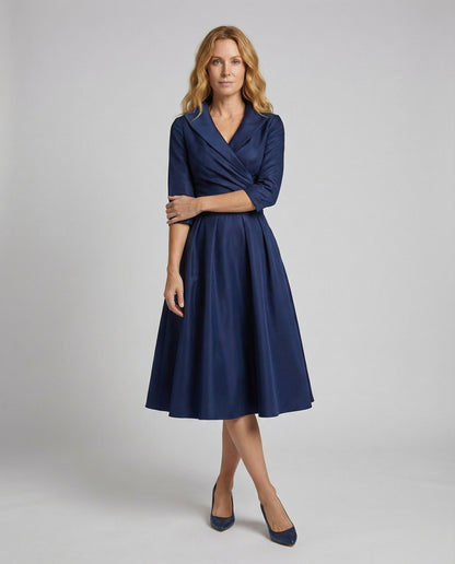 Abito Midi Donna Vintage con Collo a Sciarpa - Brentozzi