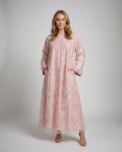 Abito Cerimonia Donna in Satin con Ricamo Floreale - Brentozzi
