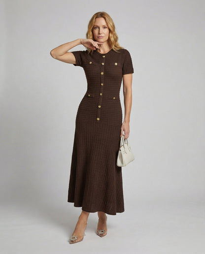 Abito Maxi Donna in Maglia Waffle Vestibilità Slim - Brentozzi