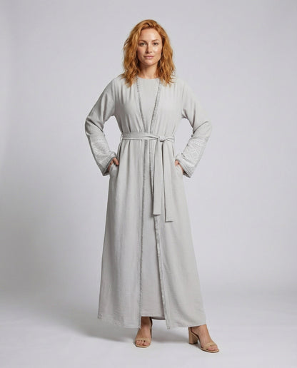Abaya Donna Fluttuante con Ricamo sulle Maniche - Brentozzi