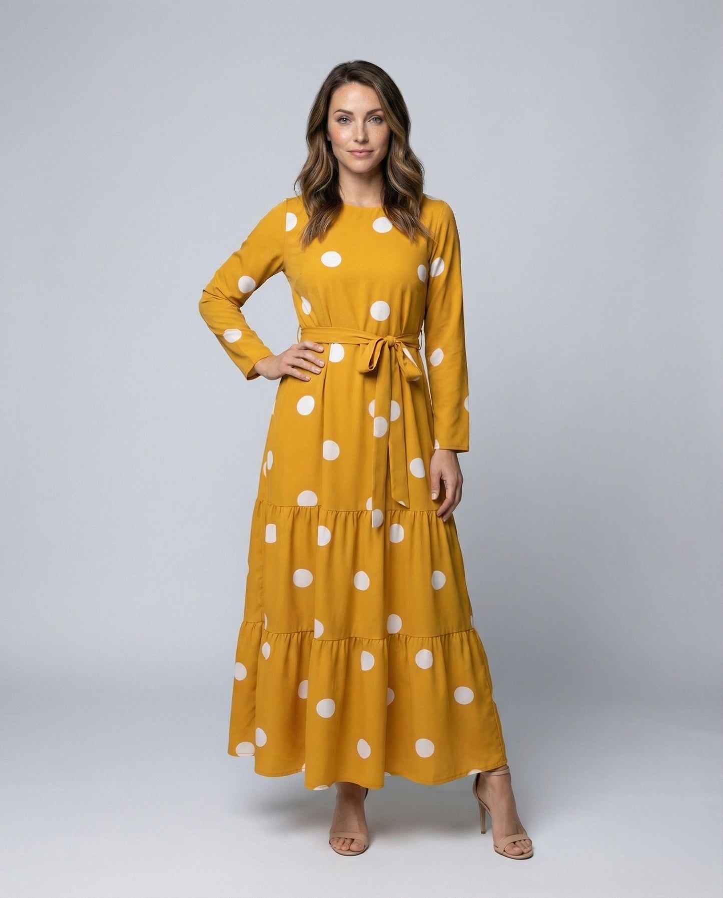 Abito Maxidress Donna Fluttuante con Fantasia a Pois - Brentozzi