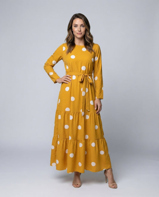 Abito Maxidress Donna Fluttuante con Fantasia a Pois - Brentozzi