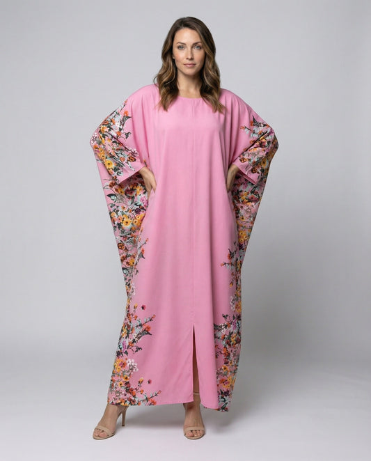 Abito Maxi Donna Fluttuante Stampa Floreale Laterale - Brentozzi