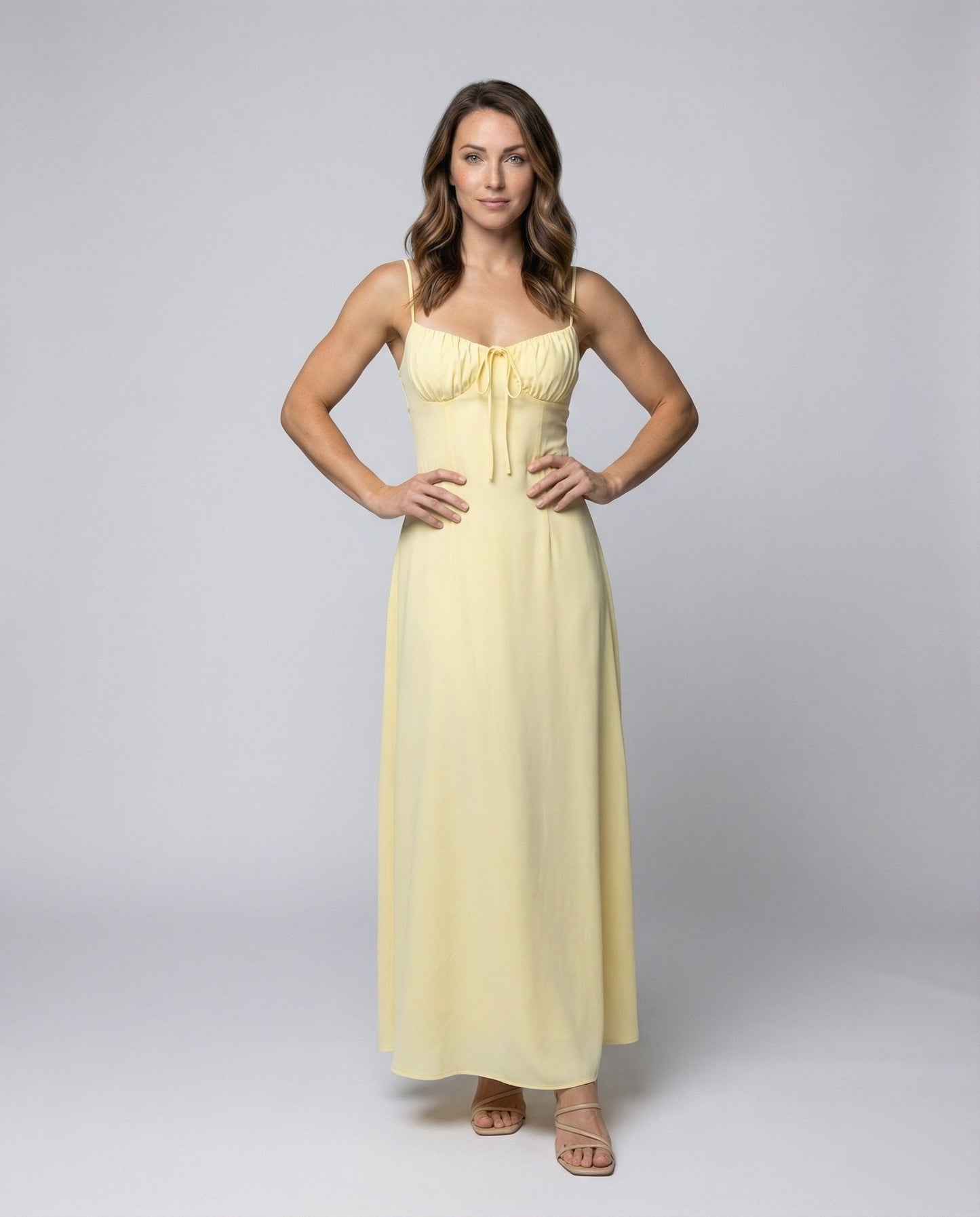 Abito Maxidress Donna in Satin Fluido Scollo Bustier - Brentozzi