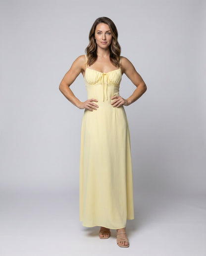 Abito Maxidress Donna in Satin Fluido Scollo Bustier - Brentozzi