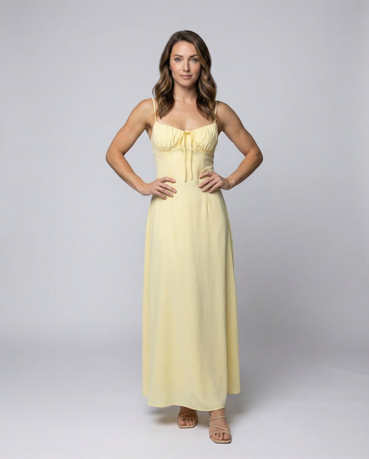 Abito Maxidress Donna in Satin Fluido Scollo Bustier - Brentozzi