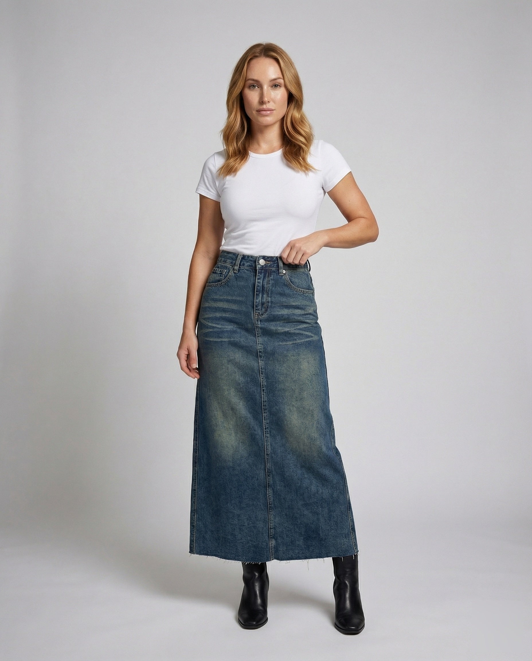 Gonna Denim Donna Vita Alta Lunghezza Maxi - Brentozzi