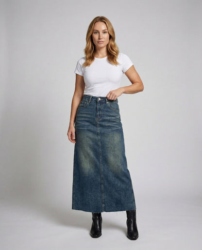 Gonna Denim Donna Vita Alta Lunghezza Maxi - Brentozzi