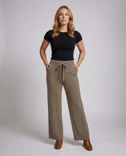 Pantaloni Lavorati Donna Vita Alta Taglio Largo - Brentozzi