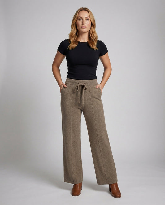 Pantaloni Lavorati Donna Vita Alta Taglio Largo - Brentozzi