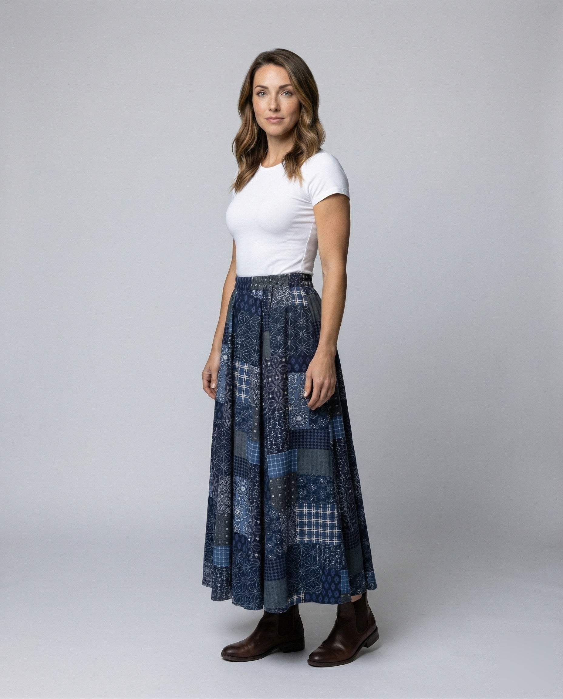 Gonna Lunga Donna in Misto Cotone Patchwork - Brentozzi