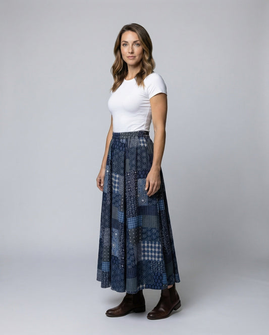 Gonna Lunga Donna in Misto Cotone Patchwork - Brentozzi