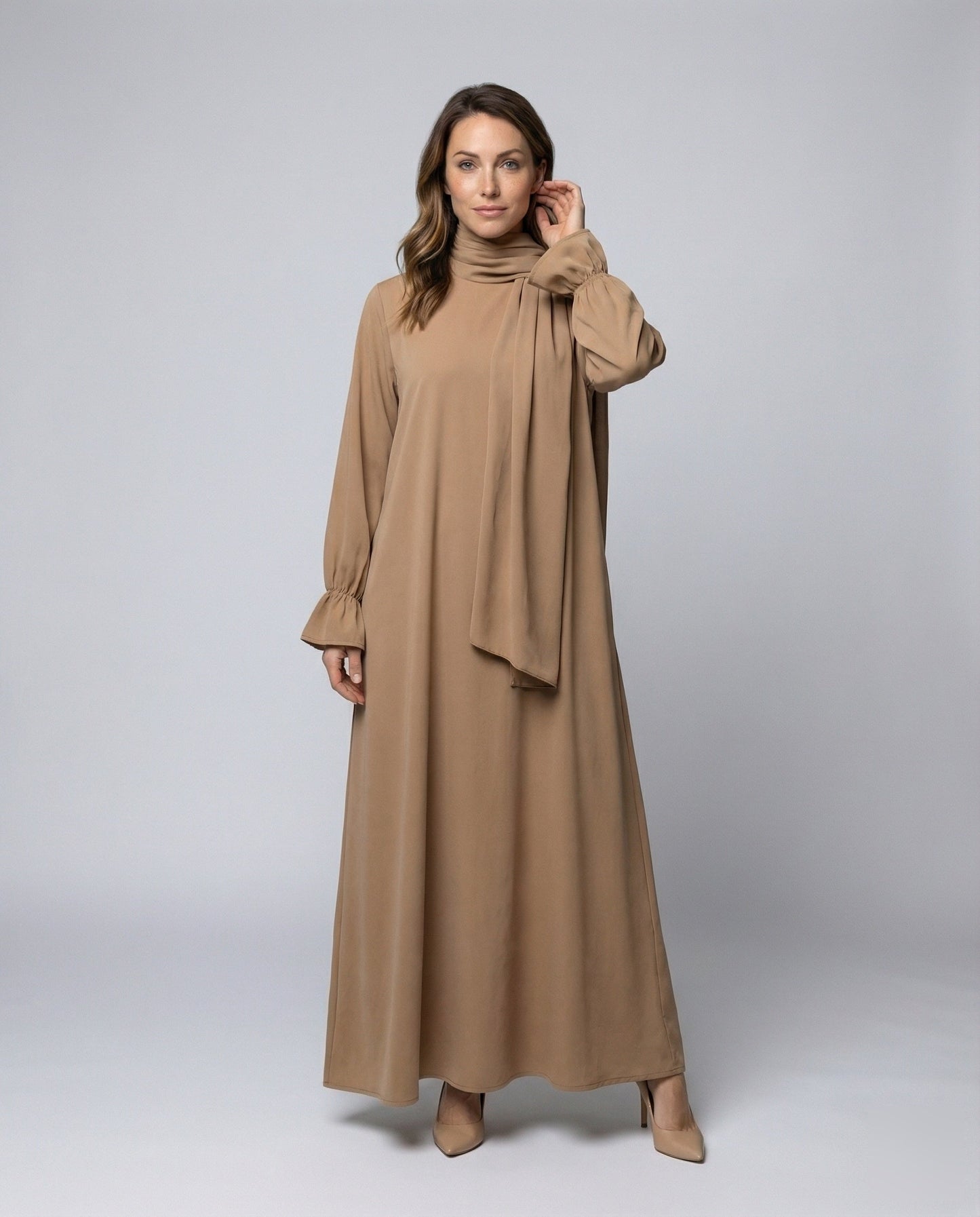Abito Lungo Donna Abaya con Mantella a Strati - Brentozzi